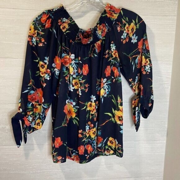 Timing Women's Sexy Off The Shoulder Tops Tie-Sleeve Smocked Off-Shoulder - Picture 3 of 7